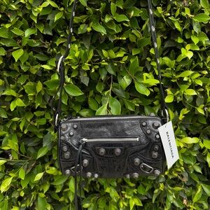 BALENCIAGA MEN'S LE CAGOLE FLAP BAG XS IN BLACK